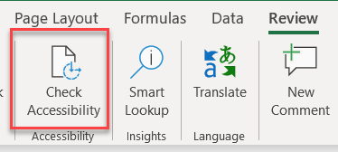 An image of the "Check Accessibility" button from the office toolbar. 