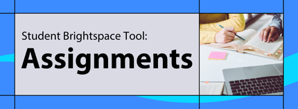 Banner image titled 'Student Brightspace Tool: Assignments ' on blue background.