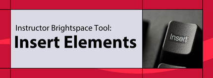 Banner image titled ' Instructor Brightspace Tool: Insert Elements ' on red background.  