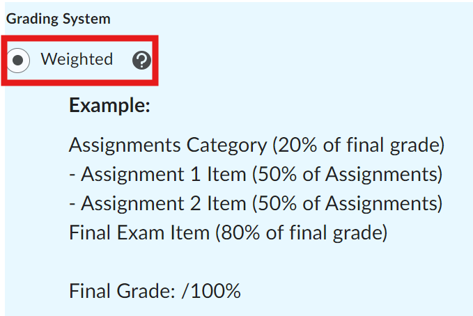  Screen shot image of selecting the grading system. 