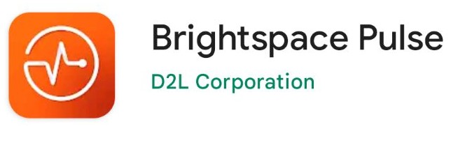 Screen shot of the  Brightspace Pulse app logo, with the text "Brightspace Pulse D2L Corporation" to the right of the logo.