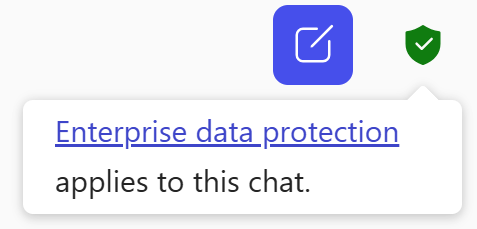 A Screenshot of Copilot's interface showing Enterprise Data Protection applies to this chat