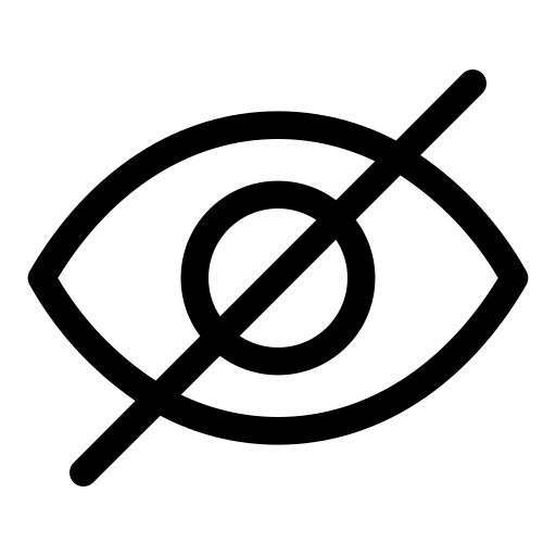 An eye with a cross over it resembling the privacy logo