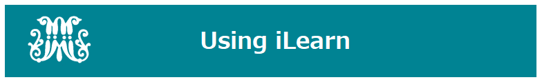 A teal rectangular box with the Marist logo on the left and bold text "Using iLearn" on the right .