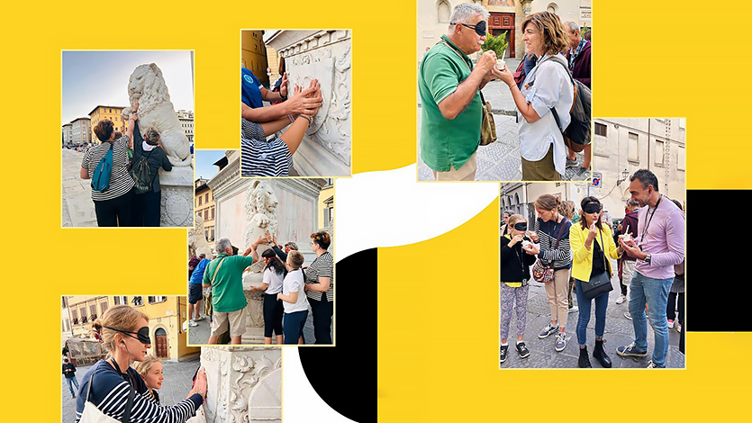 Libero Accesso’s Leading the Blind Visual Impairment Awareness Event in Florence, Italy. Event publicized and photographed by four-year LDM NRC Global Members Brennda Melo '25 and Sam Riviezzo '24. 