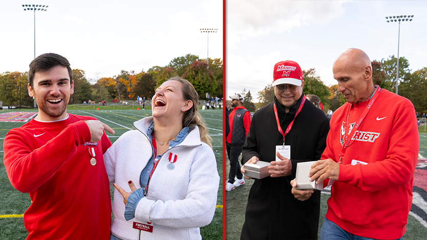 Image of four alumni at Homecoming 2025.
