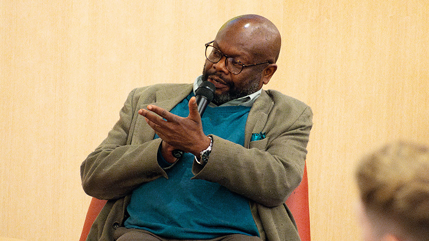 Marist University Photo: Dr. Edward Antonio at Creating Space for Democracy event in the Dyson Center. Photo by Alexandra Rossi/Marist University.