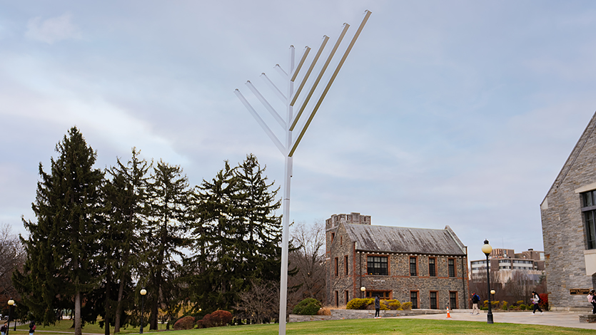 Image of Menorah on campus.